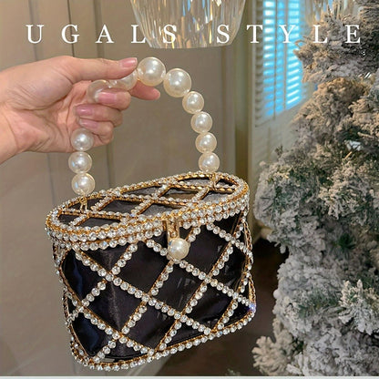 French Metal Basket Bag Adorned with Diamonds
