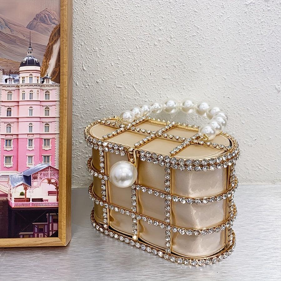 French Metal Basket Bag Adorned with Diamonds