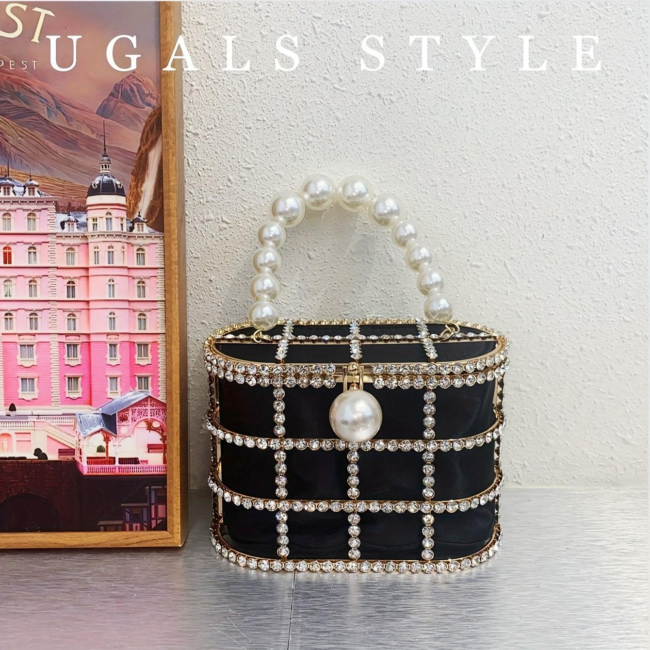 French Metal Basket Bag Adorned with Diamonds