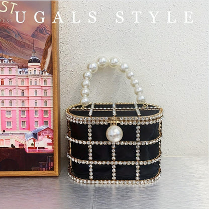 French Metal Basket Bag Adorned with Diamonds
