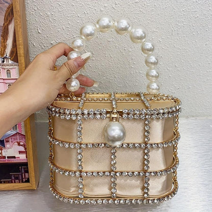 French Metal Basket Bag Adorned with Diamonds