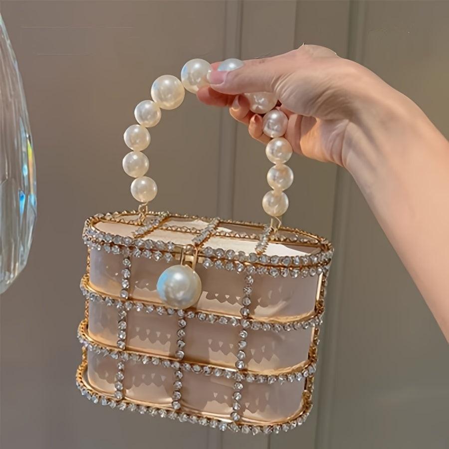 French Metal Basket Bag Adorned with Diamonds