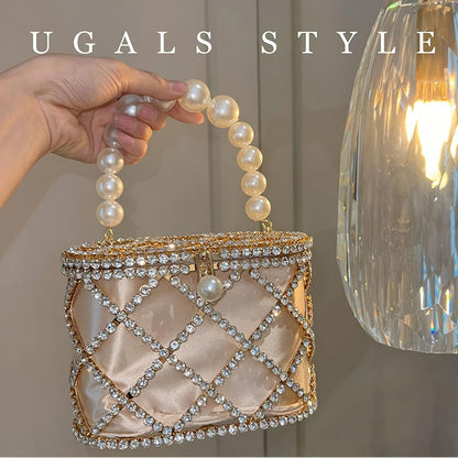 French Metal Basket Bag Adorned with Diamonds
