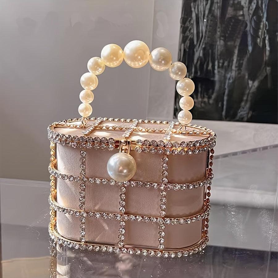 French Metal Basket Bag Adorned with Diamonds