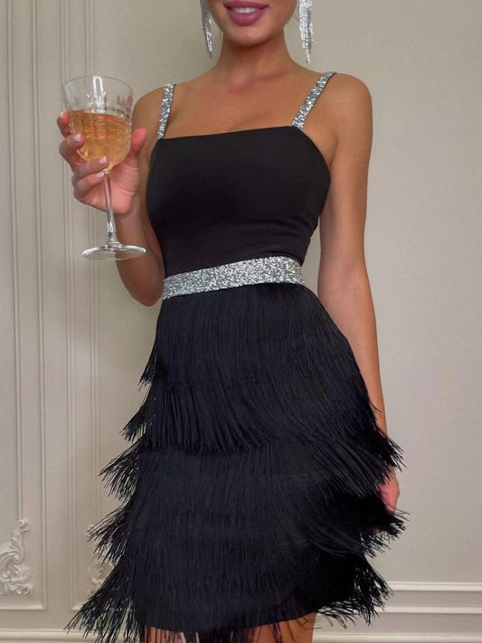 Fringe Trim Cami Mini Dress