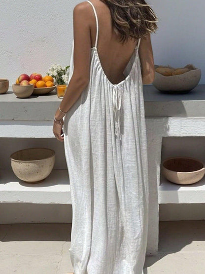 Full Size Backless Scoop Neck Maxi Dress Plus Size