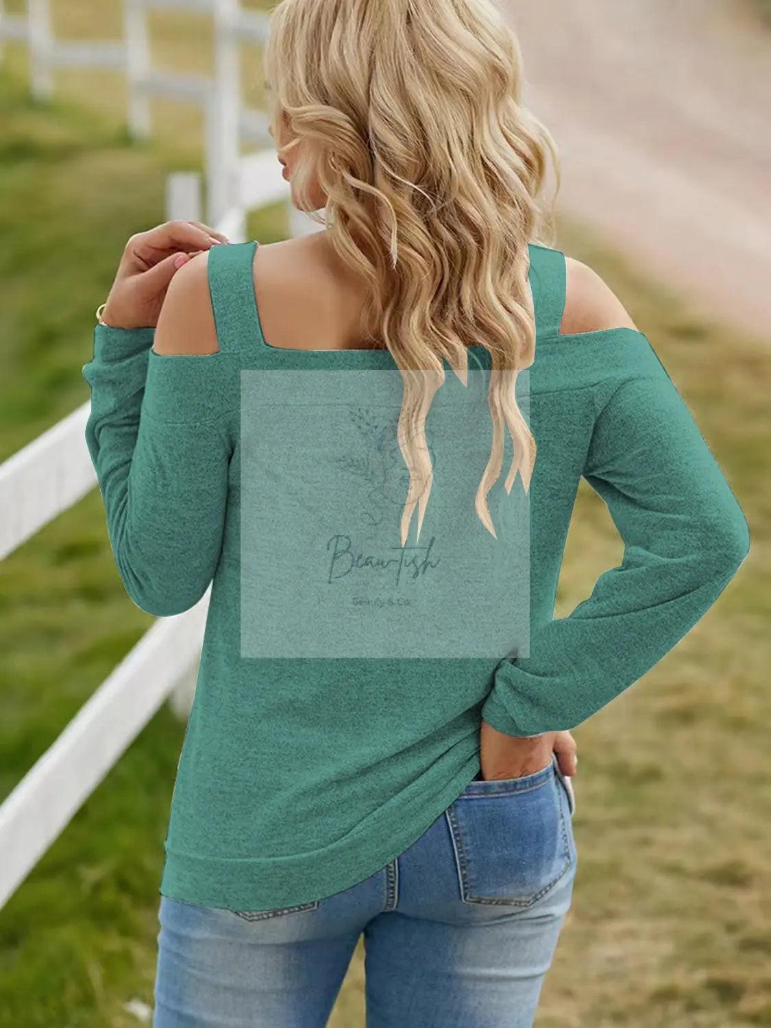 Full Size Cutout Cold Shoulder Blouse