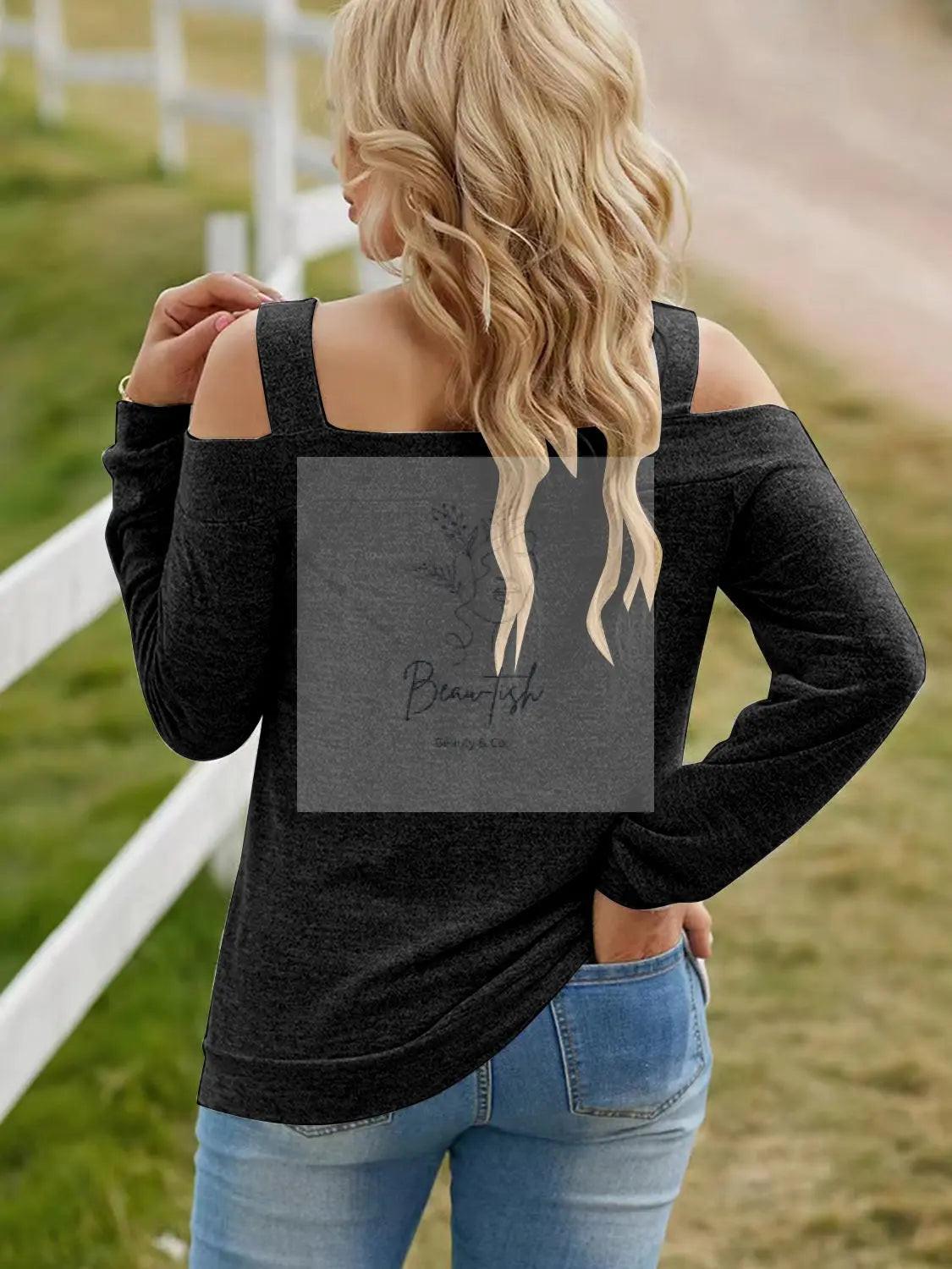 Full Size Cutout Cold Shoulder Blouse