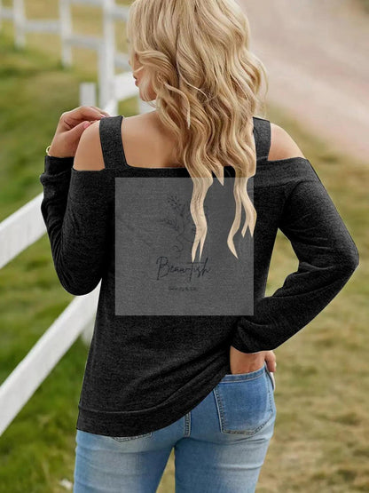 Full Size Cutout Cold Shoulder Blouse