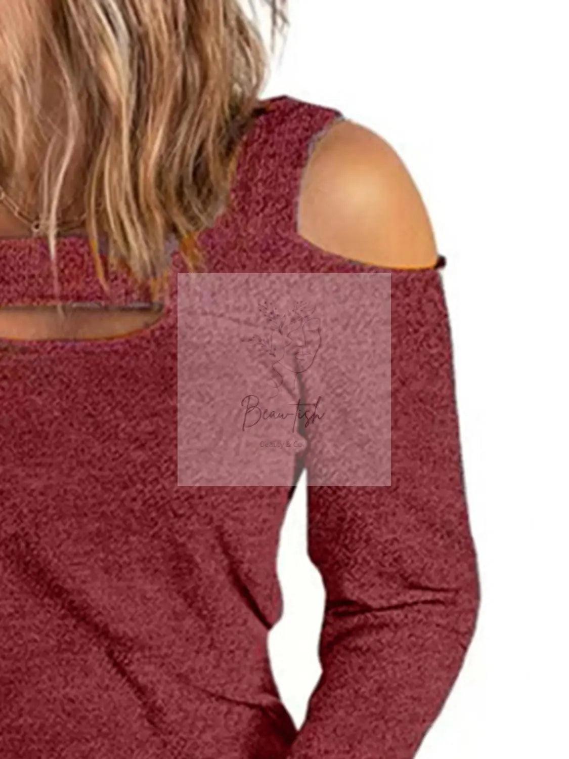 Full Size Cutout Cold Shoulder Blouse