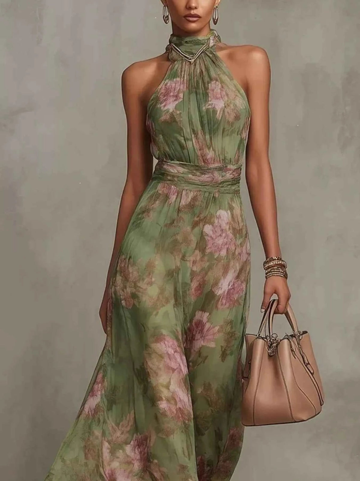 Full Size Floral Print Sleeveless Maxi Dress Plus Size