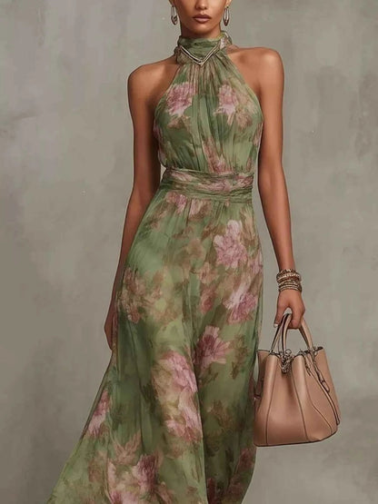 Full Size Floral Print Sleeveless Maxi Dress Plus Size