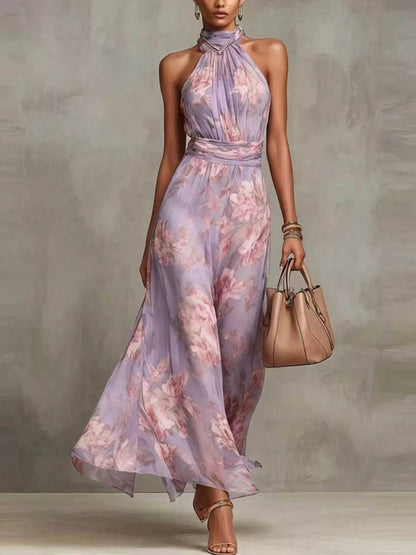 Full Size Floral Print Sleeveless Maxi Dress Plus Size