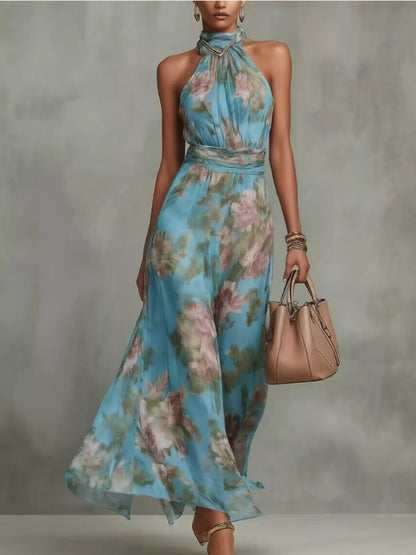 Full Size Floral Print Sleeveless Maxi Dress Plus Size