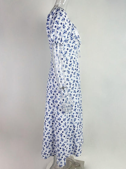 Full Size Floral Print Tie Front Slit Dress Plus Size