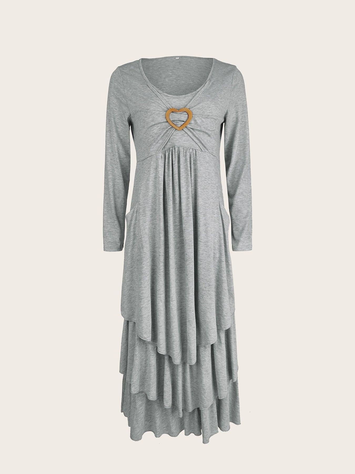 Full Size Heart-Decor Layered Midi Dress Plus Size