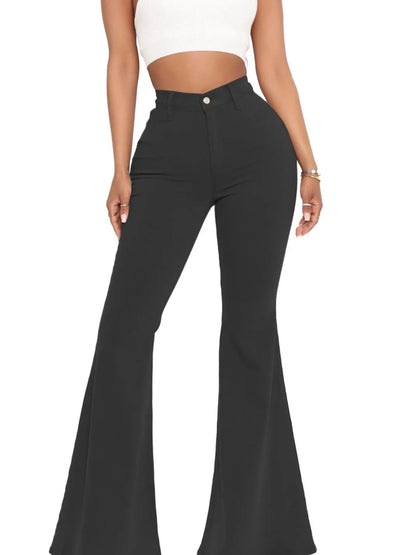 Full Size High-Waisted Raw Hem Flare Jeans Plus Size