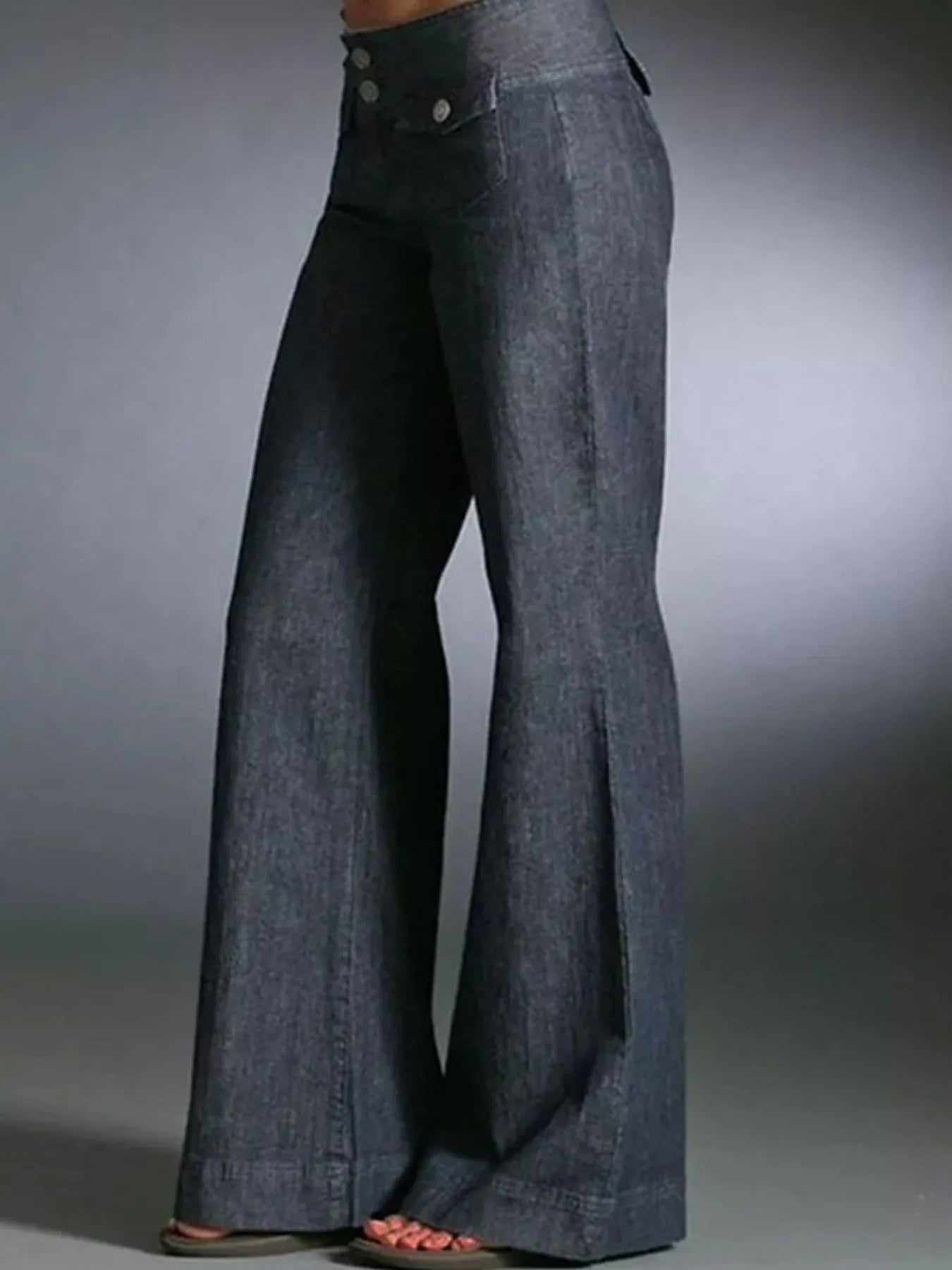 Full Size High - Waisted Wide - Leg Wash Jeans Plus Size