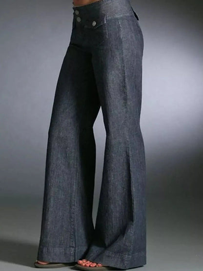 Full Size High - Waisted Wide - Leg Wash Jeans Plus Size