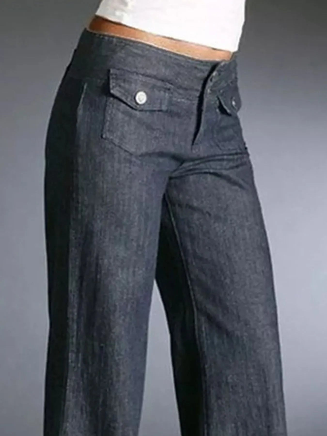 Full Size High - Waisted Wide - Leg Wash Jeans Plus Size