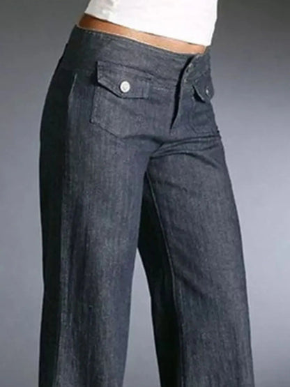 Full Size High - Waisted Wide - Leg Wash Jeans Plus Size