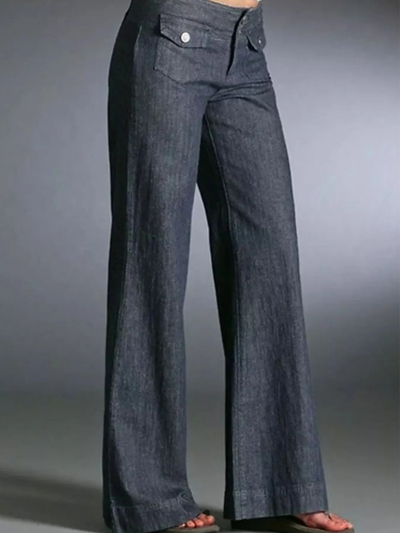 Full Size High - Waisted Wide - Leg Wash Jeans Plus Size