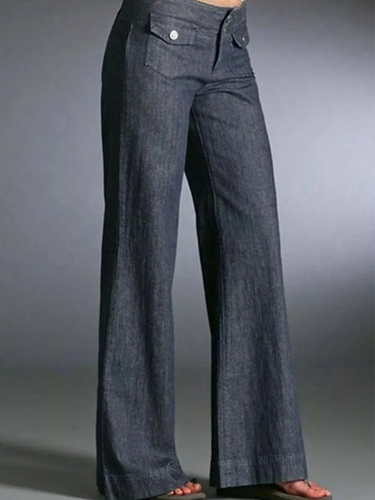 Full Size High - Waisted Wide - Leg Wash Jeans Plus Size