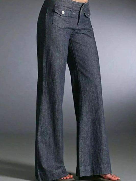 Full Size High-Waisted Wide-Leg Wash Jeans Plus Size