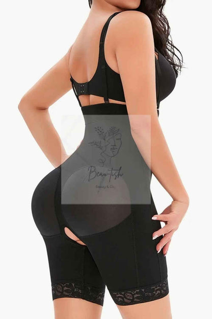 Full Size Lace Detail Zip - Up Under - Bust Shaping Bodysuit