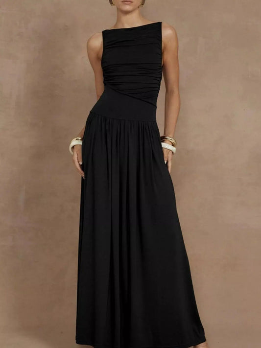 Full Size Ruched Sleeveless Maxi Dress Plus Size