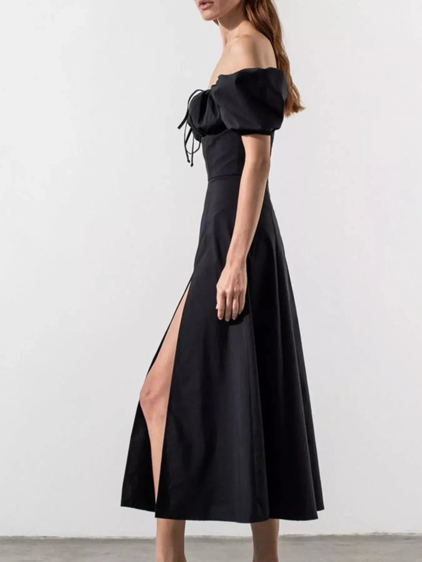 Full Size Slit Short Sleeve Midi Dress Plus Size