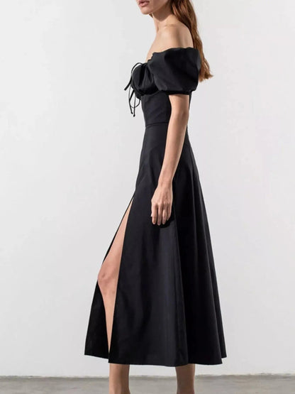 Full Size Slit Short Sleeve Midi Dress Plus Size
