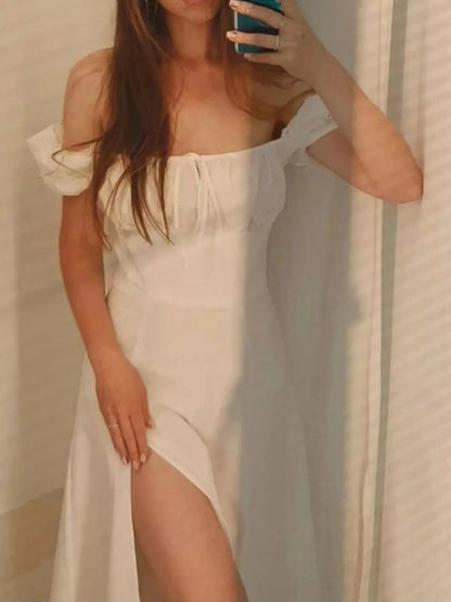 Full Size Slit Short Sleeve Midi Dress Plus Size
