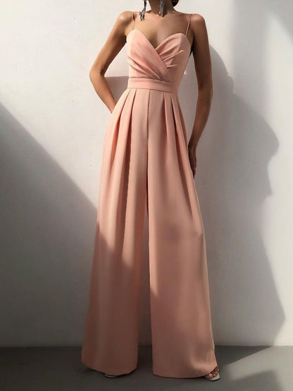 Full Size Spaghetti Strap Wide Leg Jumpsuit Plus Size