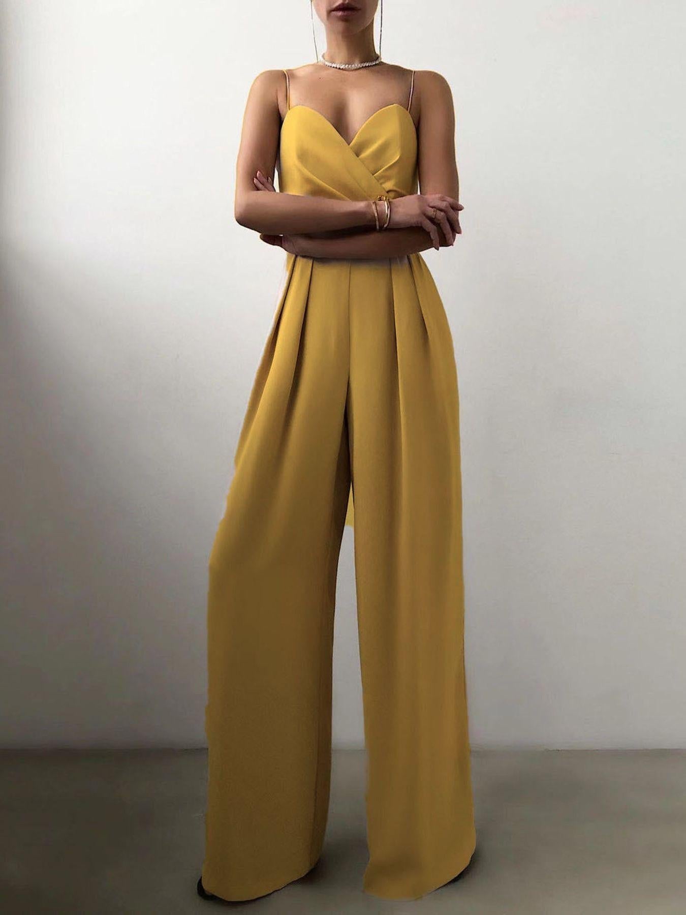 Full Size Spaghetti Strap Wide Leg Jumpsuit Plus Size