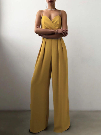 Full Size Spaghetti Strap Wide Leg Jumpsuit Plus Size
