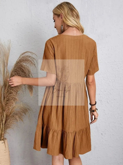 Full Size V-Neck Short Sleeve Dress