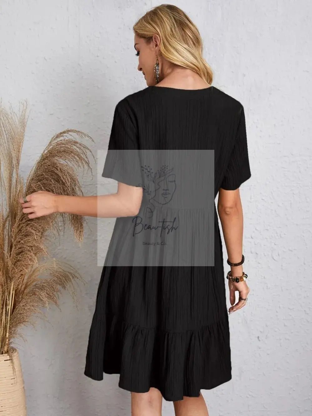 Full Size V-Neck Short Sleeve Dress