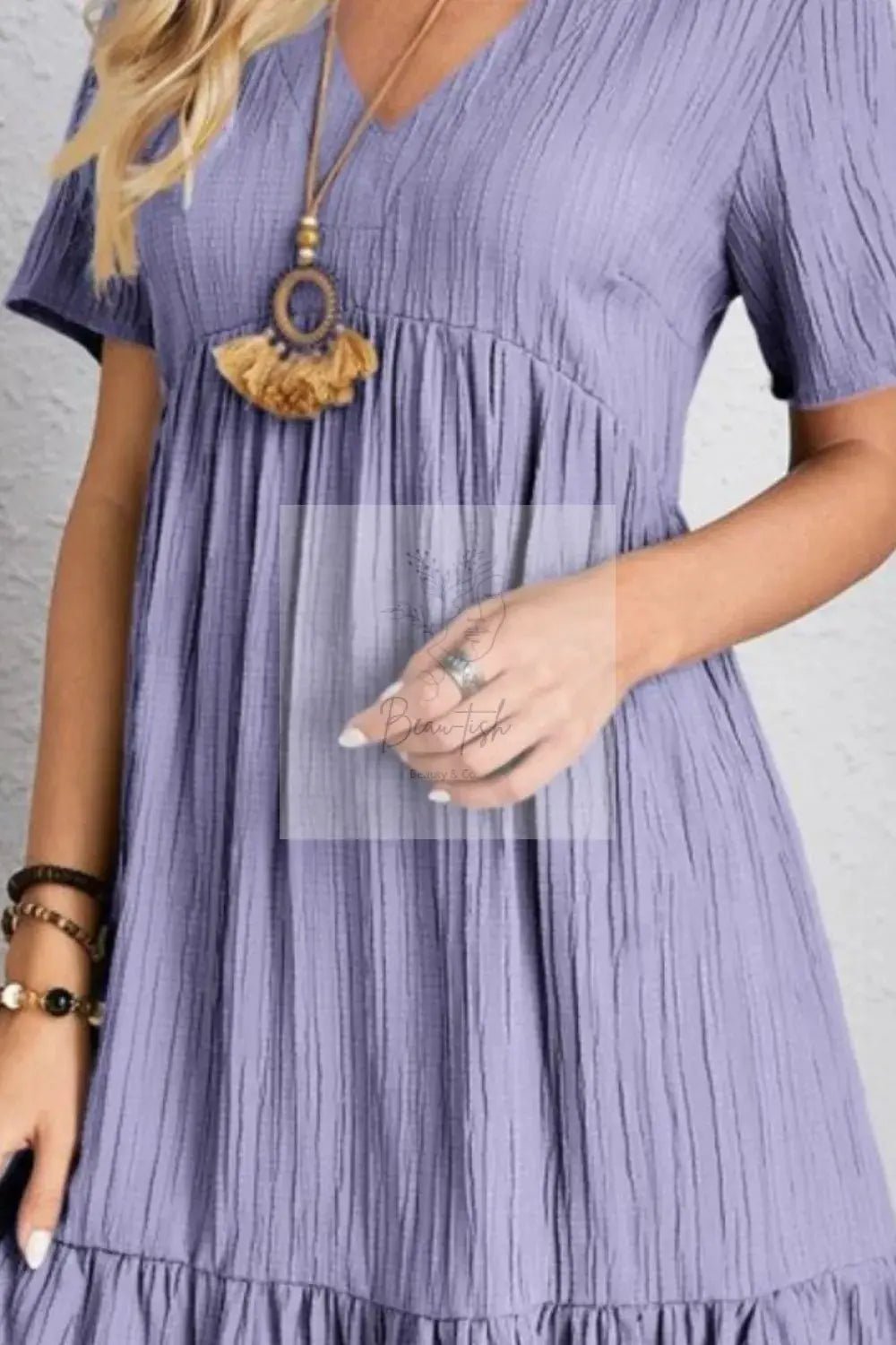 Full Size V-Neck Short Sleeve Dress