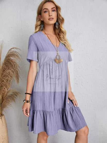 Full Size V-Neck Short Sleeve Dress