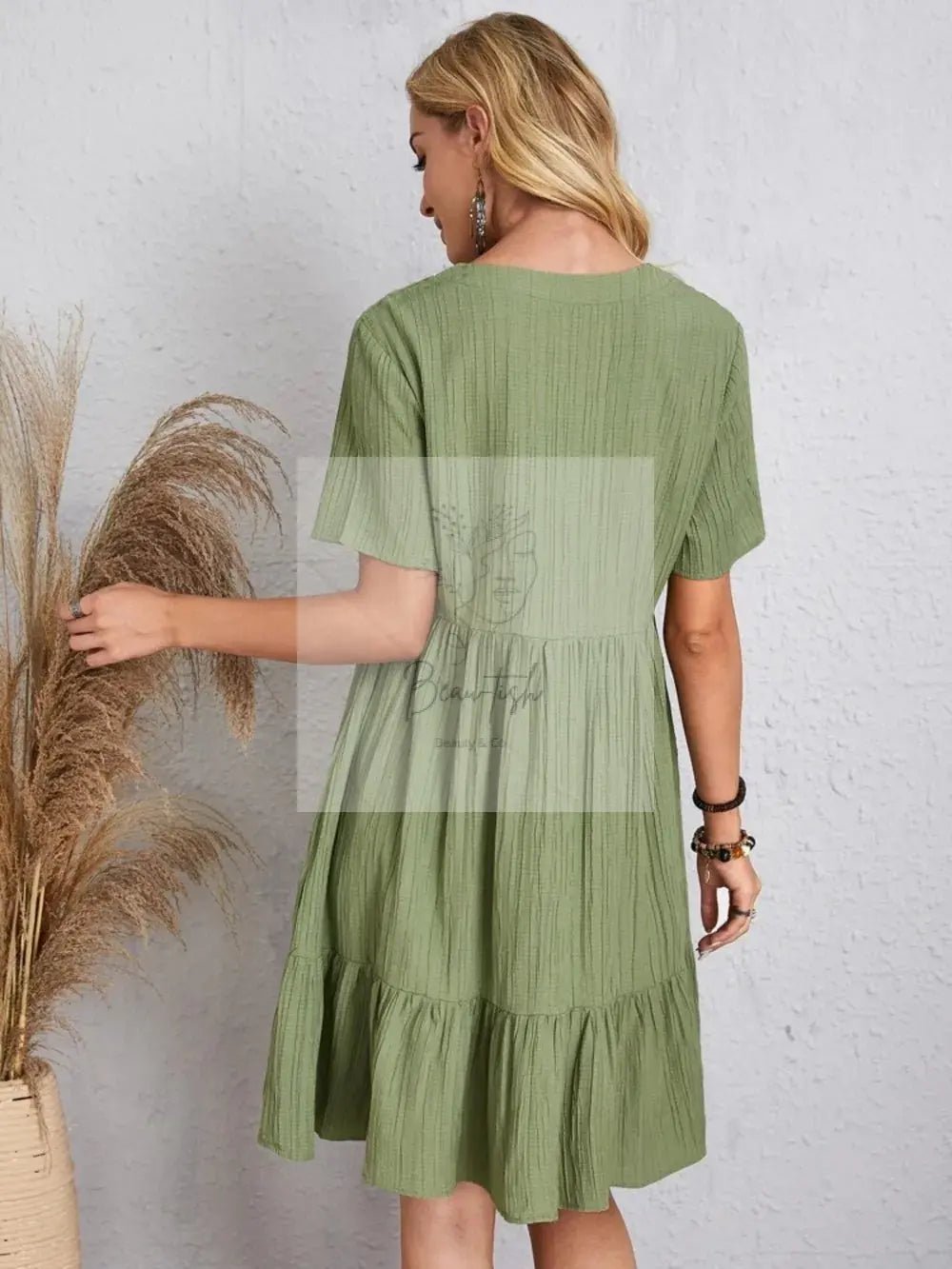 Full Size V-Neck Short Sleeve Dress