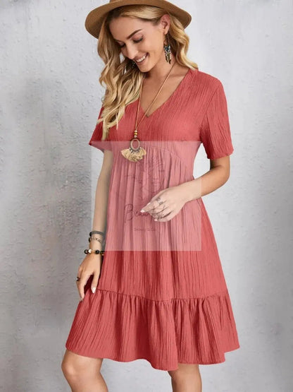 Full Size V-Neck Short Sleeve Dress