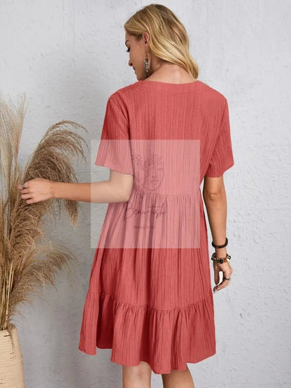Full Size V-Neck Short Sleeve Dress
