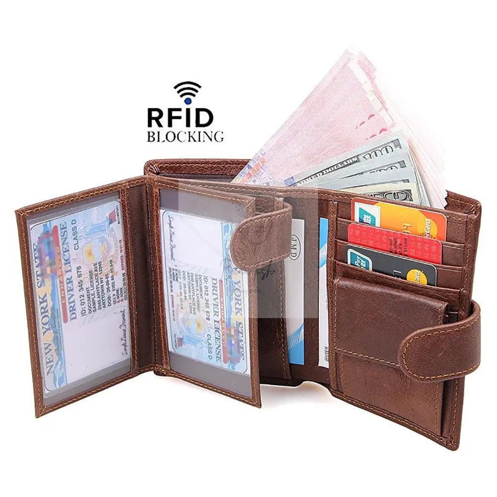 Genuine leather men wallets High-quality Multi card short wallet Men's Cow Leather RFID Card Holder
