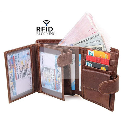 Genuine leather men wallets High-quality Multi card short wallet Men's Cow Leather RFID Card Holder