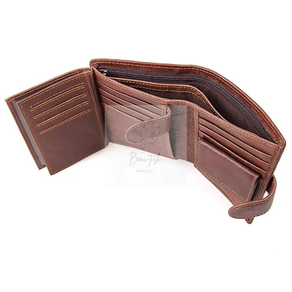 Genuine leather men wallets High-quality Multi card short wallet Men's Cow Leather RFID Card Holder
