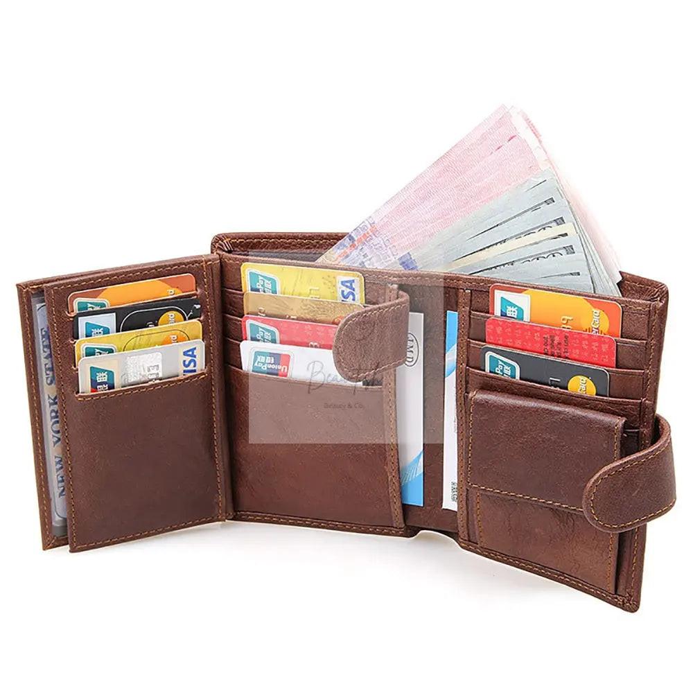 Genuine leather men wallets High-quality Multi card short wallet Men's Cow Leather RFID Card Holder