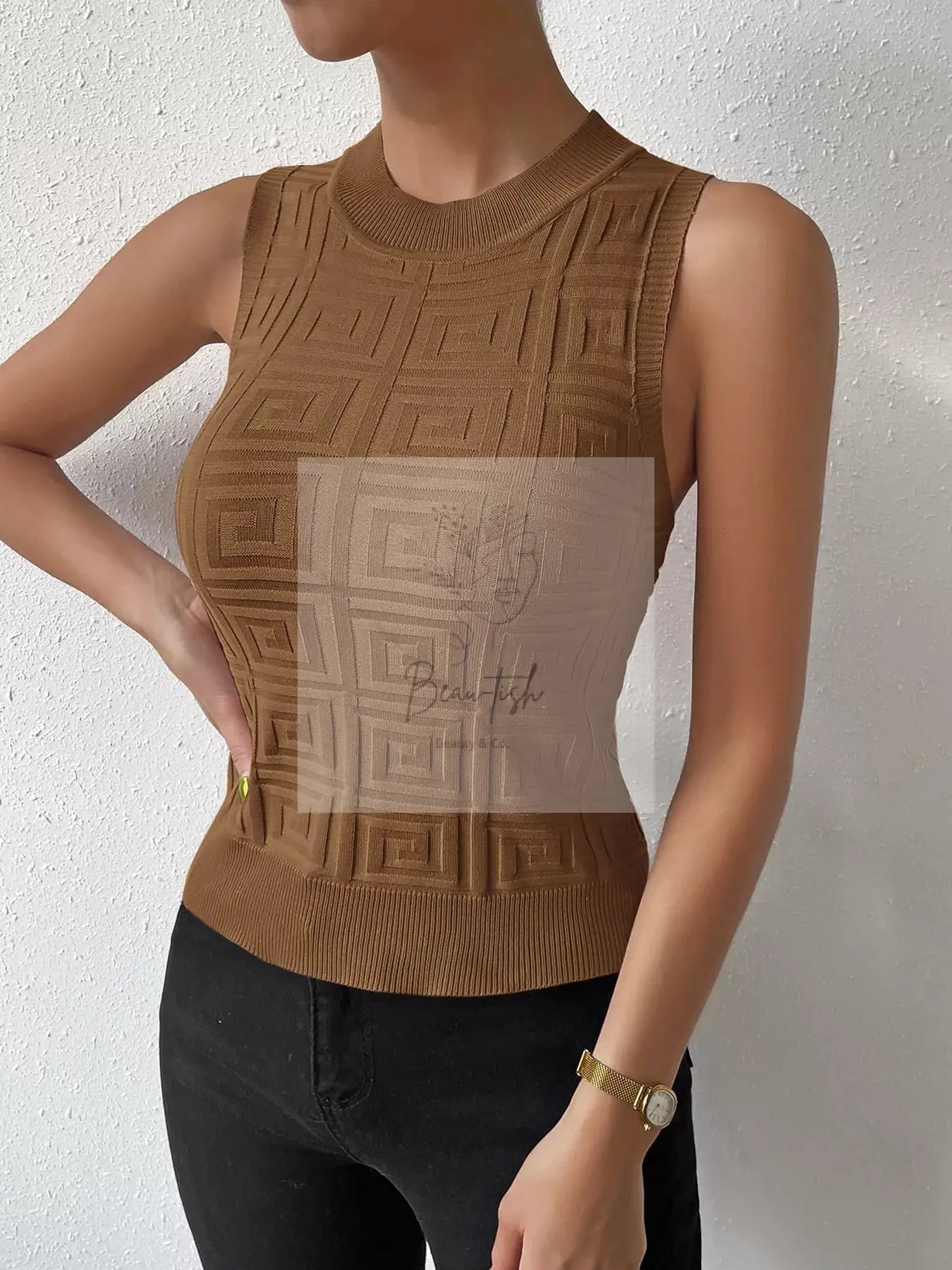 Geometric Pattern Knit Tank