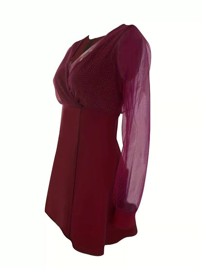 Glitter Mesh Long Sleeve Mini Dress
