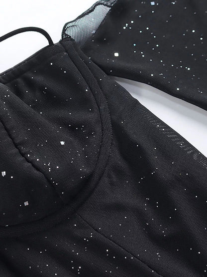 Glitter Mini Dress with Sleeves